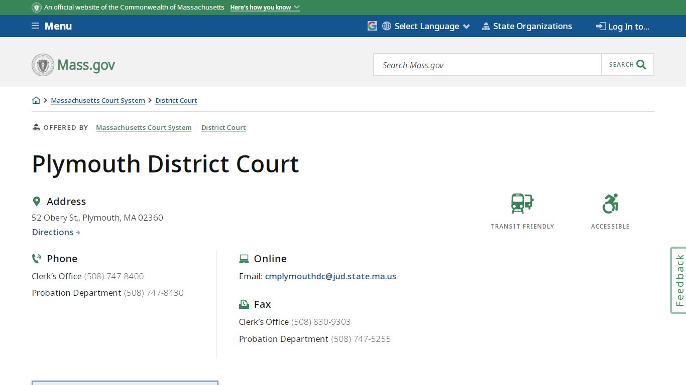 Plymouth District Court | Mass.gov
